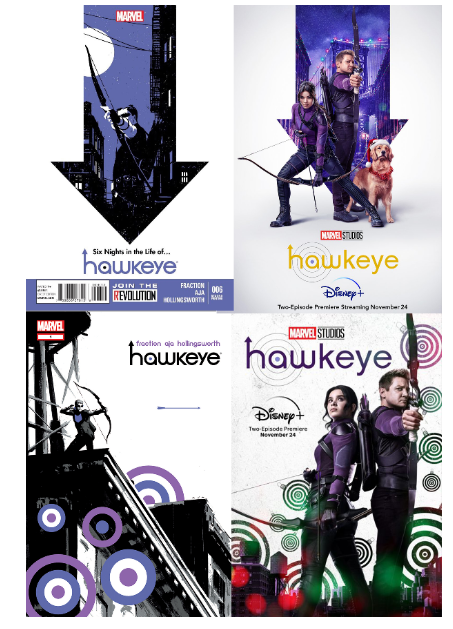 Comparisons of hawkeye promotional art throughout the series existence. 
