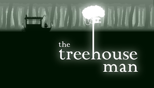 The logo of the video game, The Treehouse Man. 