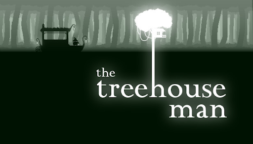 The logo of the video game, "The Treehouse Man." 