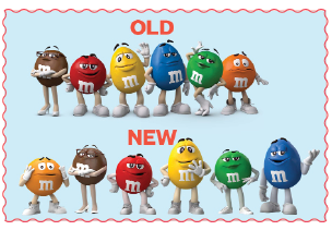 The old M&M designs (top) from 2012 as opposed to the new M&M designs (bottom) from 2022.