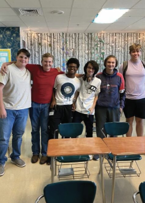 Pictured: Nicholas Hardy, Logan Walters, John Mueger, Paul Murnaghan, Logan Hunt, Zachary Thomas. 

Members pose after a discussion about Republican Rick Scott’s 11 Point Plan. 