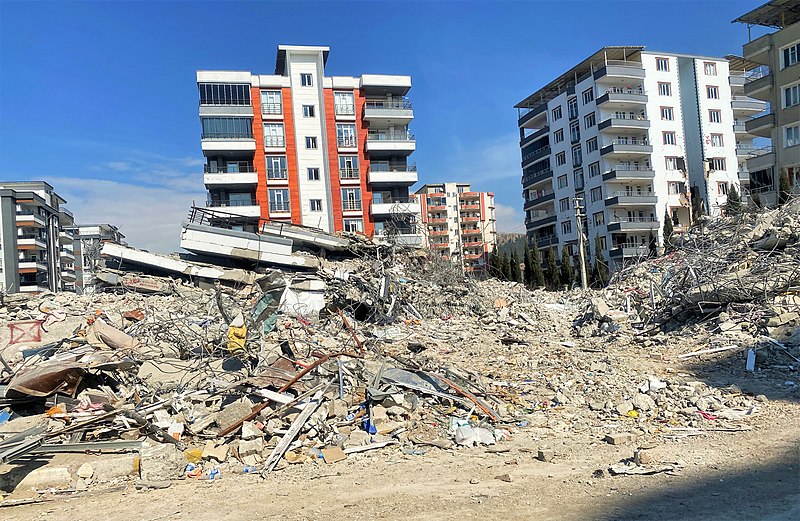 The aftermath of the earthquake taken place in Turkey. 