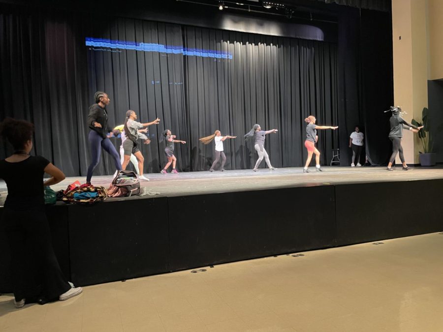 Participants rehearsing after school for the show. 